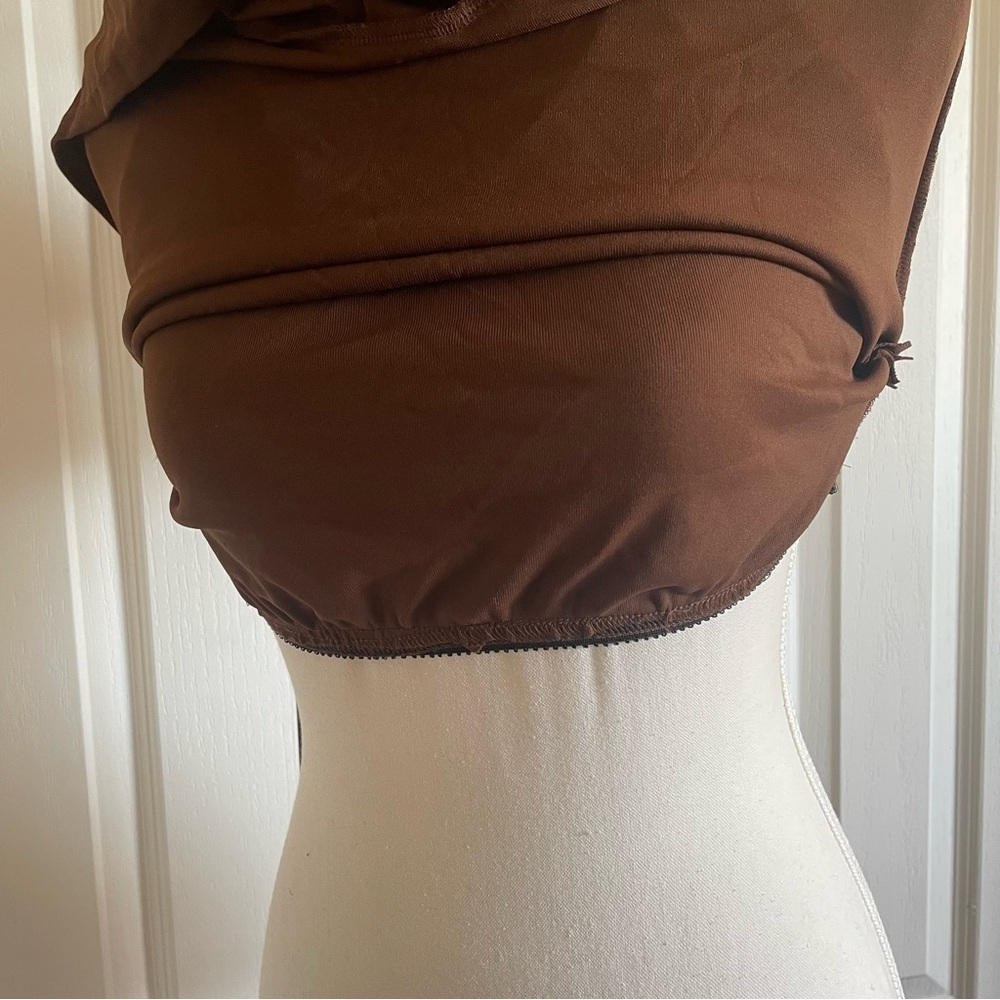 VTG Softwear by Mark Singer Halter Dress Womens M Brown Liquid Knit Chamonix USA - Picture 8 of 14